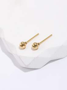 Ball Stud Earrings - Yellow Gold - View 3