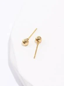Ball Stud Earrings - Yellow Gold - View 2