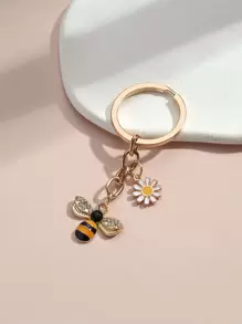 Bee & Floral Charm Keychain for gifts, wallets, school bags, backpacks, and satchels - Multicolor - View 1