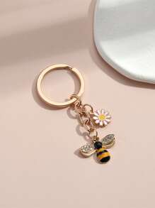 Bee & Floral Charm Keychain for gifts, wallets, school bags, backpacks, and satchels - Multicolor - View 3