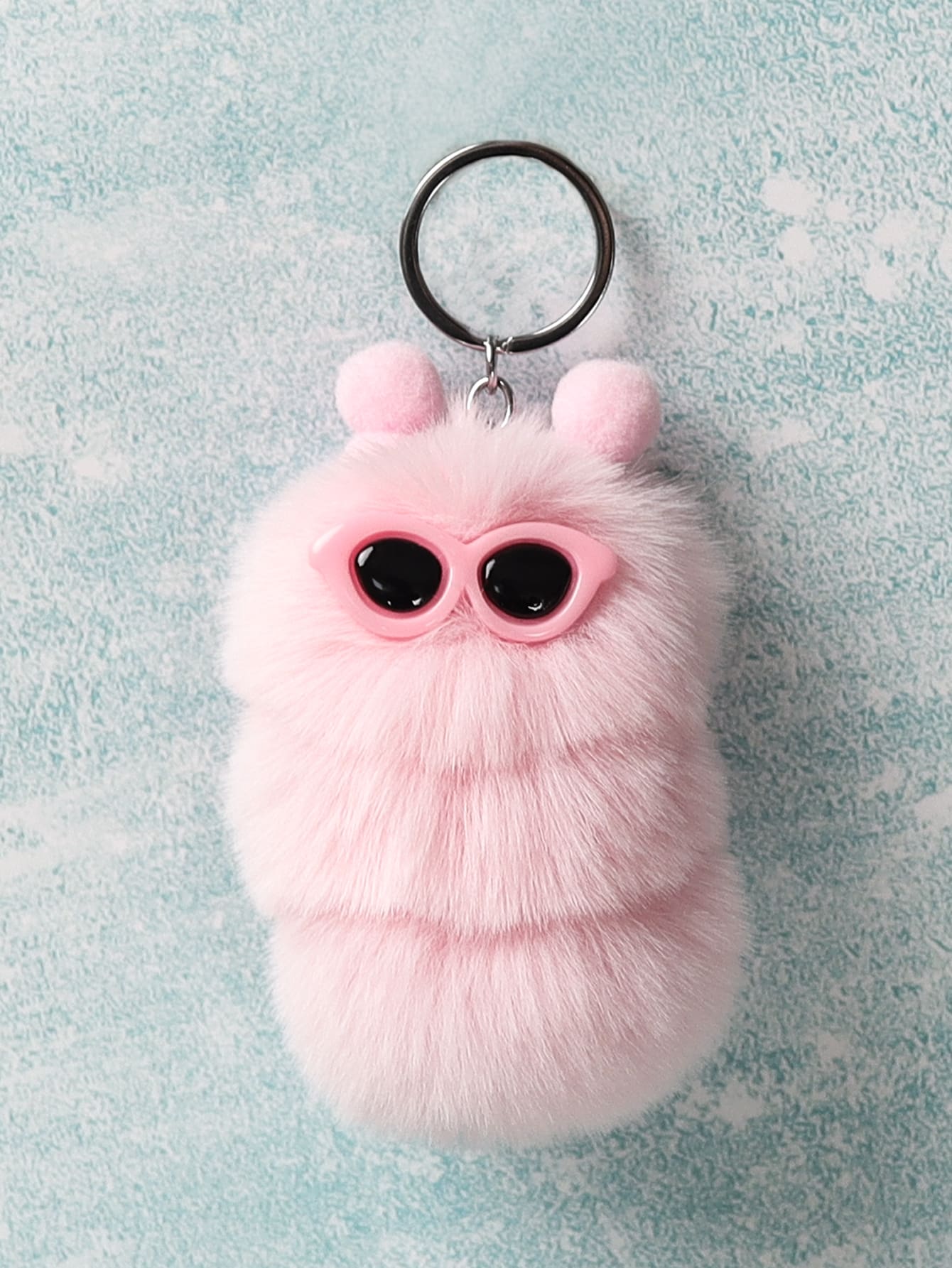 1入組毛茸茸卡通鑰匙圈