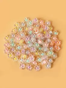 100 piezas Bisutería con diseño de flor DIY cuenta - Multicolor - Ver 1