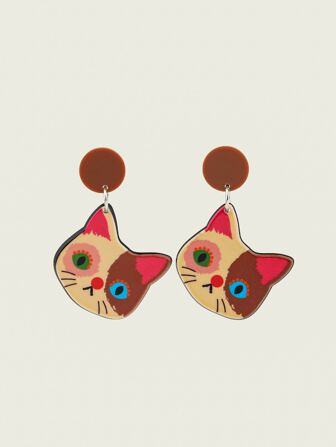 卡通貓裝飾耳墜