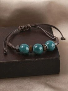 珠子裝飾編織手鏈 - 彩色 - 查看 1