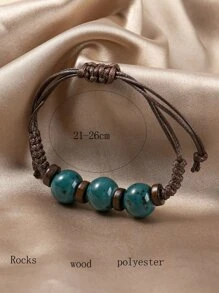 珠子裝飾編織手鏈 - 彩色 - 查看 4