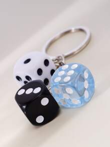 Llavero con dije de dados, accesorios casuales para coche, charm para bolso, accesorio escolar - Multicolor - Ver 2