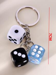 Llavero con dije de dados, accesorios casuales para coche, charm para bolso, accesorio escolar - Multicolor - Ver 3