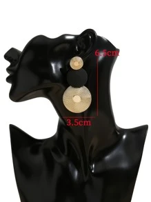 1pair Round Asymmetric Patchwork Earrings - Multicolor - View 3