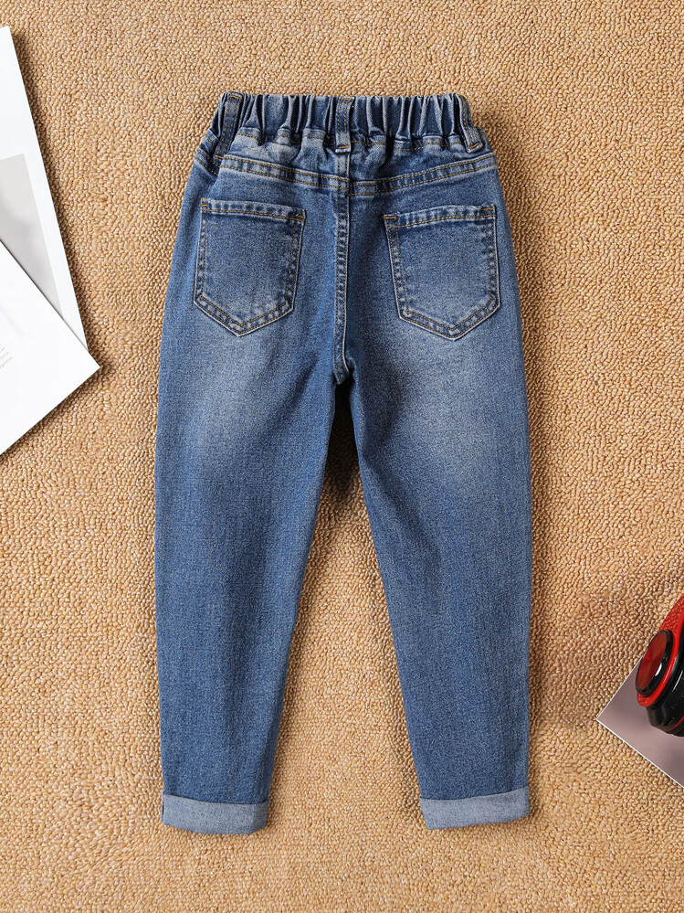 Ung pojke Katt Klös tvättade Tapered Jeans - Mediumtvätt - Visa 2