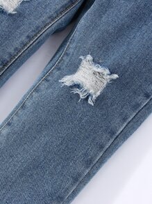 Toddler Girls Slant Pocket Ripped Jeans