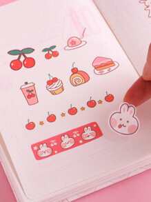 4入組兔子和水果印花隨機貼紙 - 彩色 - 查看 2