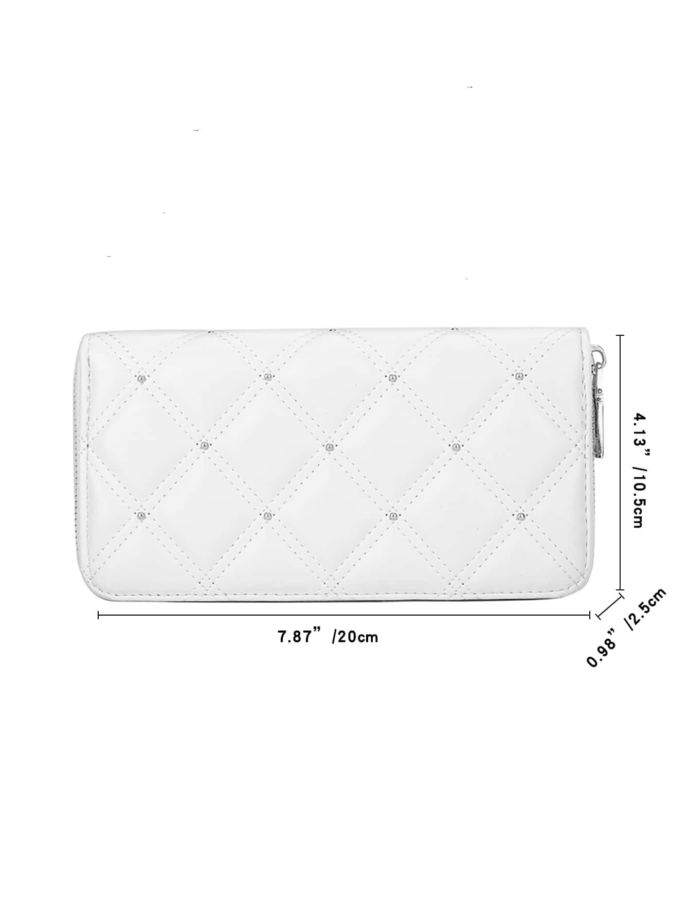 Quilted Embossed Studded Detail Slim Portable Cash White-Collar Workers For Female College Work Business Commute Office For Anniversary For Couple For Birthday Gift On Valentine Day Gift Gift For Women Wallet Purse Wallet Long Wallet
