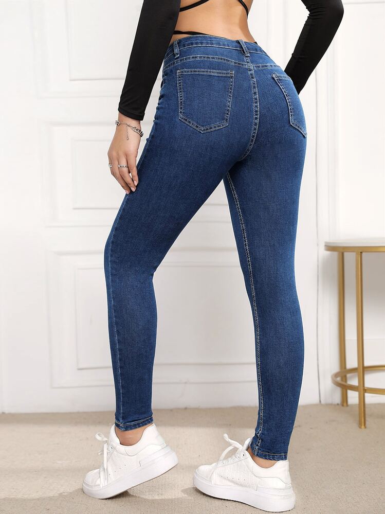 Botão Bolso Simples Jeans - Lavagem escura - Ver 2