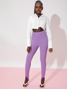 SHEIN Essnce Pocket Front Raw Hem Crop Shirt - White - View 3