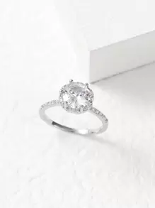 Cubic Zirconia Decor Ring - Silver - View 2