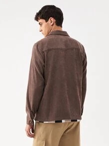 Manfinity Men Dual Pocket Corduroy Jacket - Mocha Brown - View 2