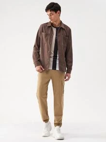 Manfinity Men Dual Pocket Corduroy Jacket - Mocha Brown - View 3