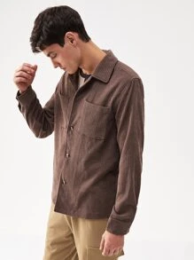 Manfinity Men Dual Pocket Corduroy Jacket - Mocha Brown - View 4