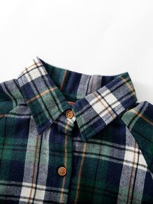 小男童格紋插肩袖襯衫 - 彩色 - 查看 7