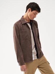 Manfinity Men Dual Pocket Corduroy Jacket - Mocha Brown - View 5