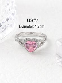 Nhẫn trang trí trái tim đính đá Zirconia dành cho nữ cho tiệc tiệc cưới - Bạc - Xem 3