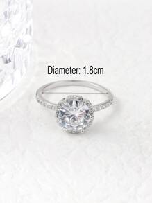 Cubic Zirconia Decor Ring - Silver - View 3