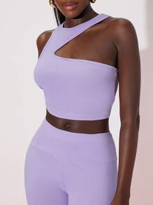 SHEIN 前鏤空背心上衣和緊身打底褲 - 紫丁香色 - 查看 4