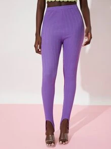 SHEIN Quần tất nữ màu trơn Giải trí - Màu tím  Violet - Xem 3