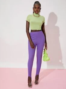 SHEIN Quần tất nữ màu trơn Giải trí - Màu tím  Violet - Xem 4