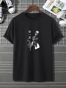 Manfinity Tops Nam Con số Hoa Giải trí - màu đen - Xem 1