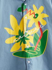 SHEIN 男孩字母和花卉圖案襯衫