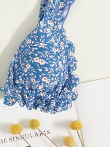 Swim Mod 夏日海滩碎花印花荷叶边比基尼上衣