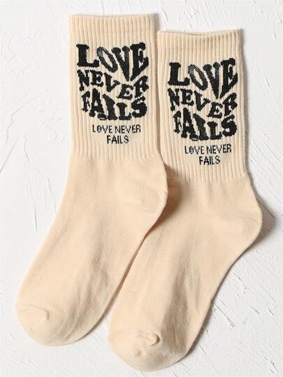 Letter Graphic Crew Socks