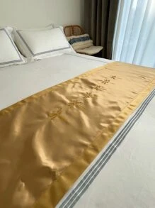 Người chạy giường satin thêu cây - Vàng - Xem 7