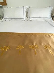 Người chạy giường satin thêu cây - Vàng - Xem 4