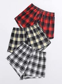 Women's Casual Plaid Sleep Shorts Comfortable Loose Fit Pajama Bottoms - Multicolor - View 4