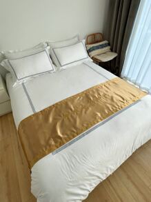 Người chạy giường satin thêu cây - Vàng - Xem 1