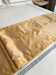 Người chạy giường satin thêu cây - Vàng - Xem 2