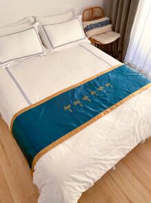 Người chạy giường satin thêu cây - Xanh đậm - Xem 5