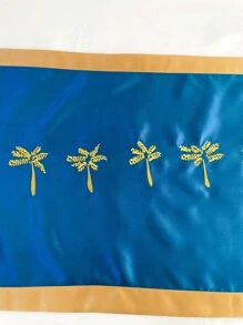 Người chạy giường satin thêu cây - Xanh đậm - Xem 3