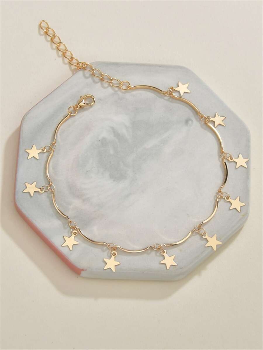 Niñas Pulsera tobillera con diseño de estrella - Amarillo Oro - Ver 1