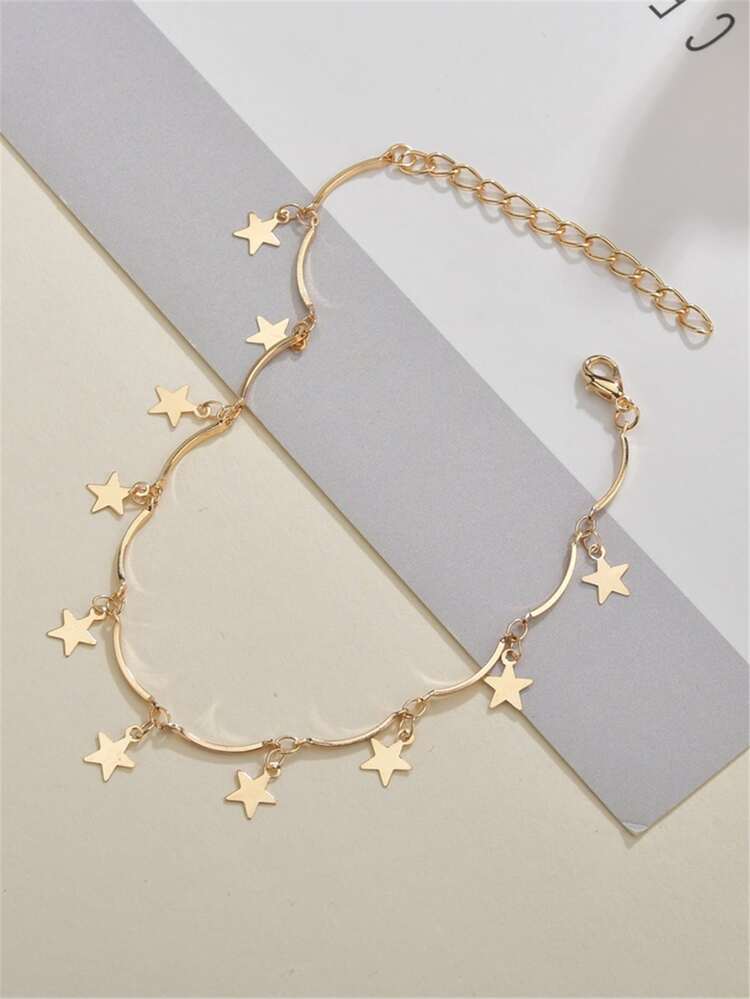 Girls Star Charm Anklet - Yellow Gold - View 3
