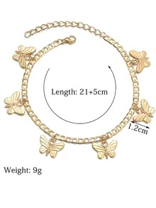 Niñas Pulsera tobillera con accesorio de mariposa - Amarillo Oro - Ver 3