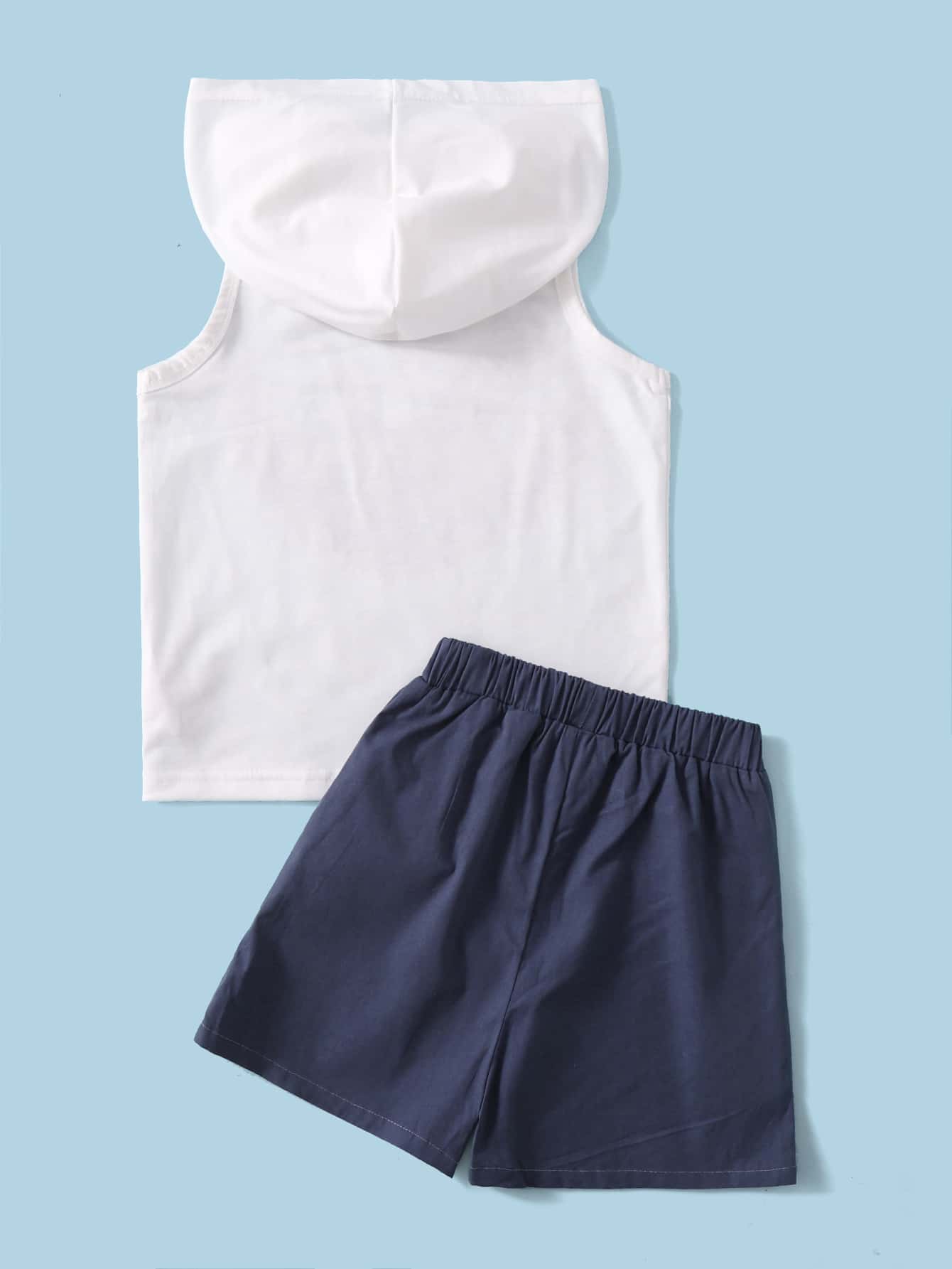 Young Boy 3D Lion Print Hooded Tank & Slant Pocket Shorts