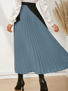 Modelyn Colour Block Pleated Elastic Waist Skirt - Multicolor - View 2