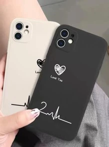 2pcs Heart Pattern Phone Case, Couple Phone Cases Compatible With IPhone15/15Plus/15Pro/15Promax,International Version, Not The Domestic Version - Multicolor - View 2