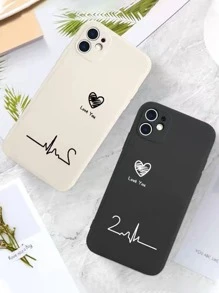 2pcs Heart Pattern Phone Case, Couple Phone Cases Compatible With IPhone15/15Plus/15Pro/15Promax,International Version, Not The Domestic Version - Multicolor - View 3
