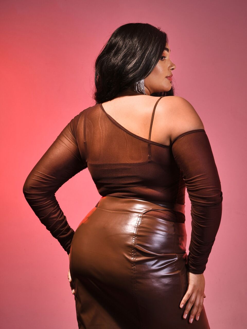 Plus Peekaboo Front Sheer Bodysuit Without Bra