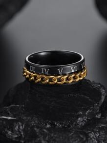 時尚流行男士羅馬數字細節戒指不銹鋼珠寶禮物和時尚外觀 - 彩色 - 查看 2