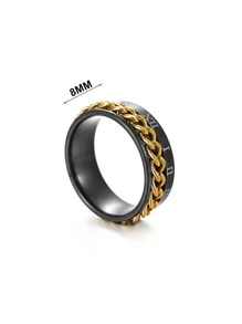 時尚流行男士羅馬數字細節戒指不銹鋼珠寶禮物和時尚外觀 - 彩色 - 查看 3